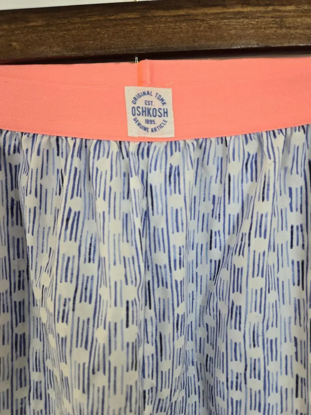 OshKosh B'gosh Dress Pants Girls 12 Blue Striped Pull On Wide Leg Casual Summer